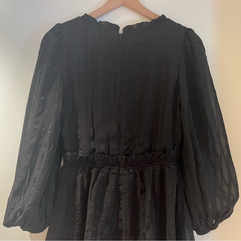 NWT Lulus stripe balloon sleeve mini dress - long sleeve lightweight A-line - Picture 13 of 14